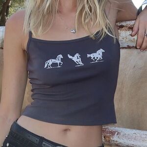 Edikted Grey Horse Graphic Tank Top